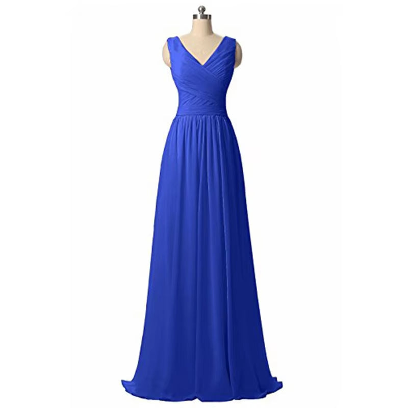 Buyishang A Line Chiffon Pleat Elegant Off Shoulder V Neck Bridesmaid Dresses Wedding Party Formal Prom Robe De Soiree Zipper Back