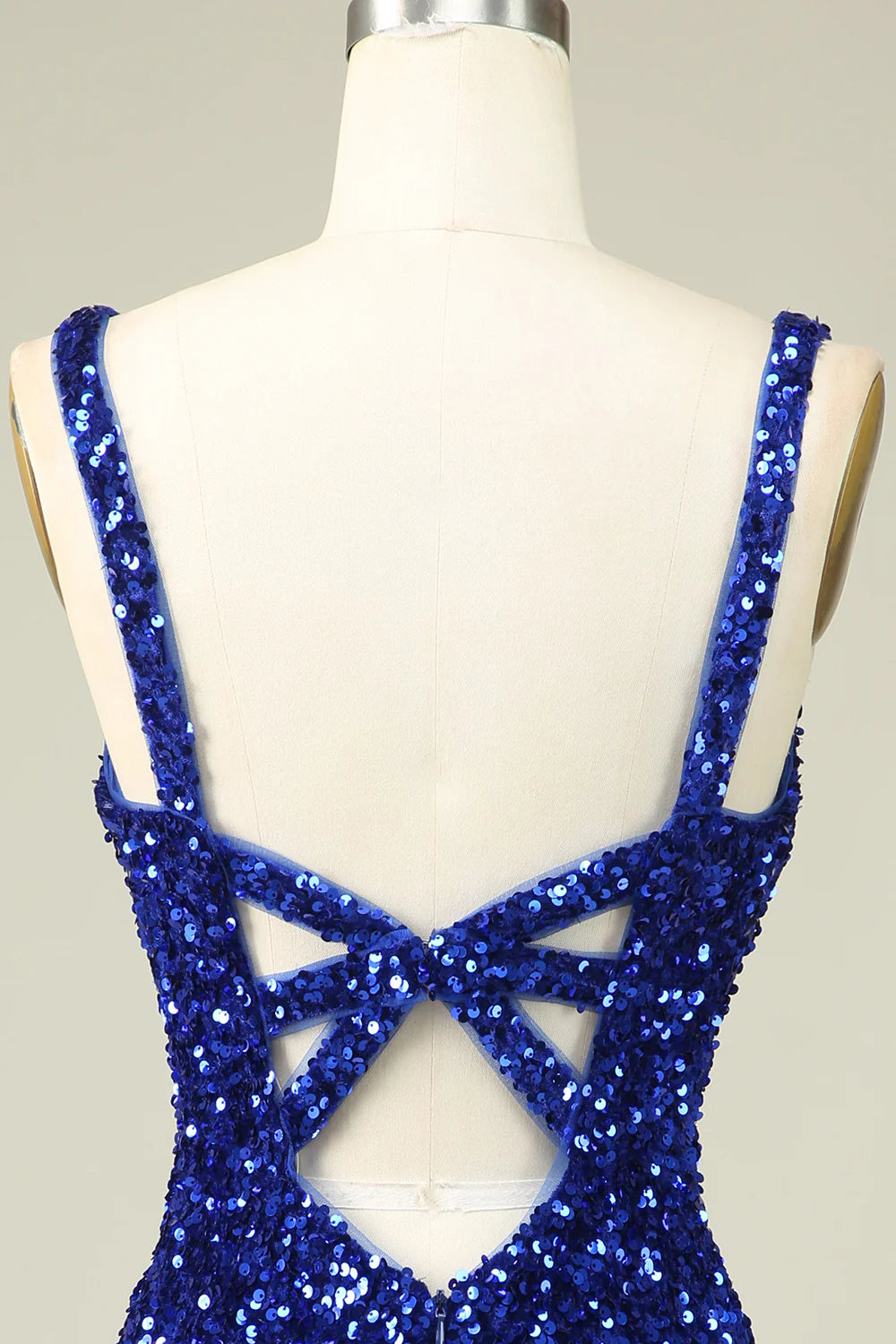 Stylish Sheath V Neck Royal Blue Sequins Short Homecoming Dress