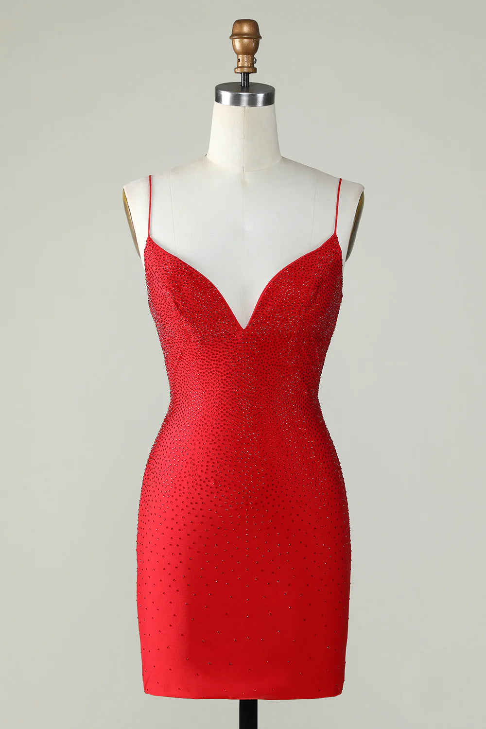 Elegant Sheath Spaghetti Straps Dark Green Short Homecoming Dress with Beading