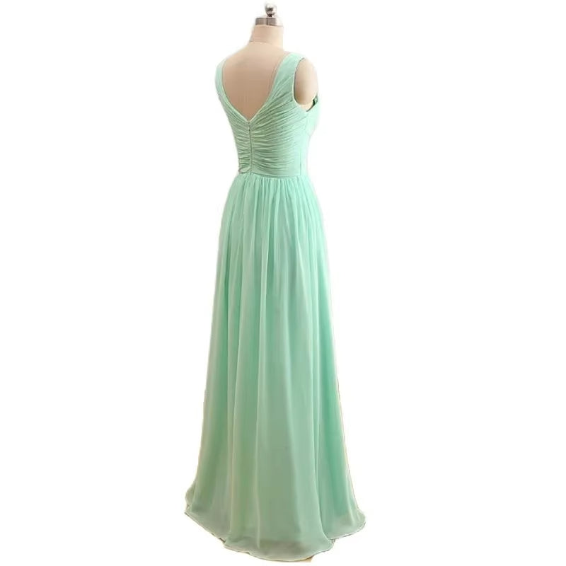 Buyishang A Line Chiffon Pleat Elegant Off Shoulder V Neck Bridesmaid Dresses Wedding Party Formal Prom Robe De Soiree Zipper Back