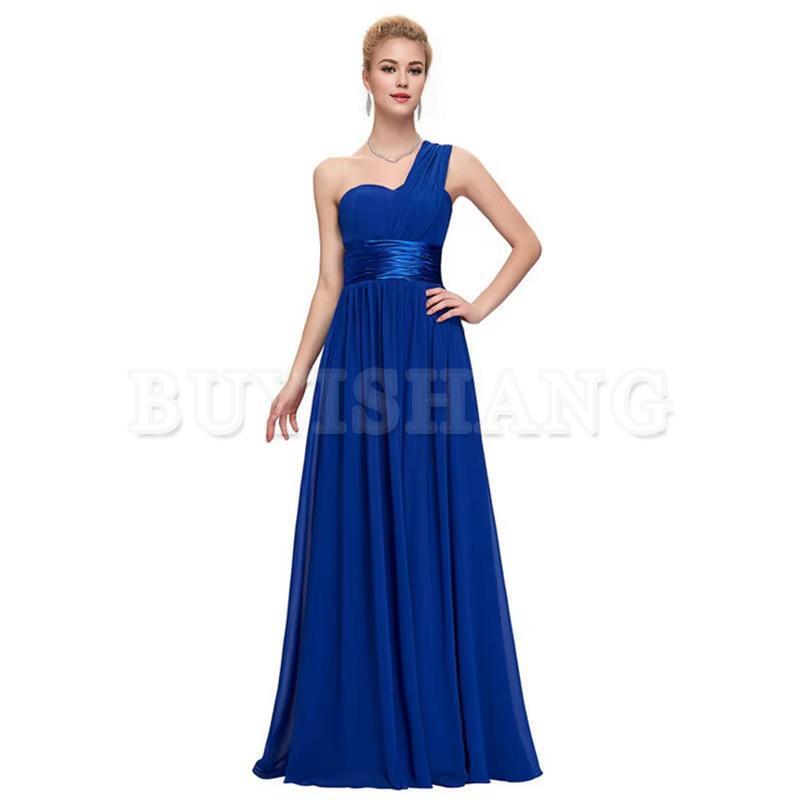 Buyishang A Line Chiffon One Shoulder Pleat Elegant Strapless Bridesmaid Dresses Wedding Party Formal Prom Evening Lace Up Back