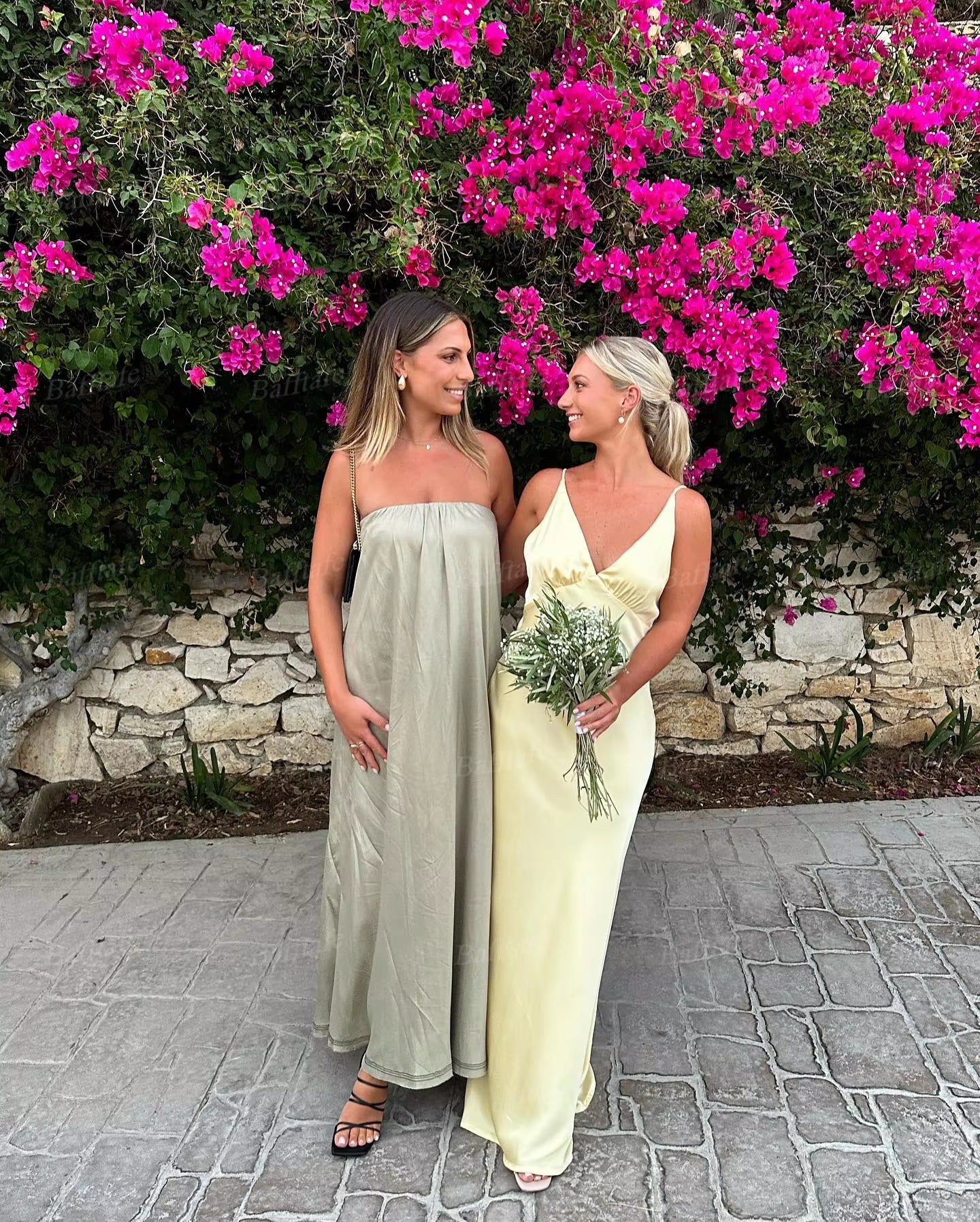 Buyishang Bafftafe Simple Yellow Silk Satin Bridesmaid Dresses Women Wedding Party Guest Dress Customized Deep V-Neck Formal Prom Gowns