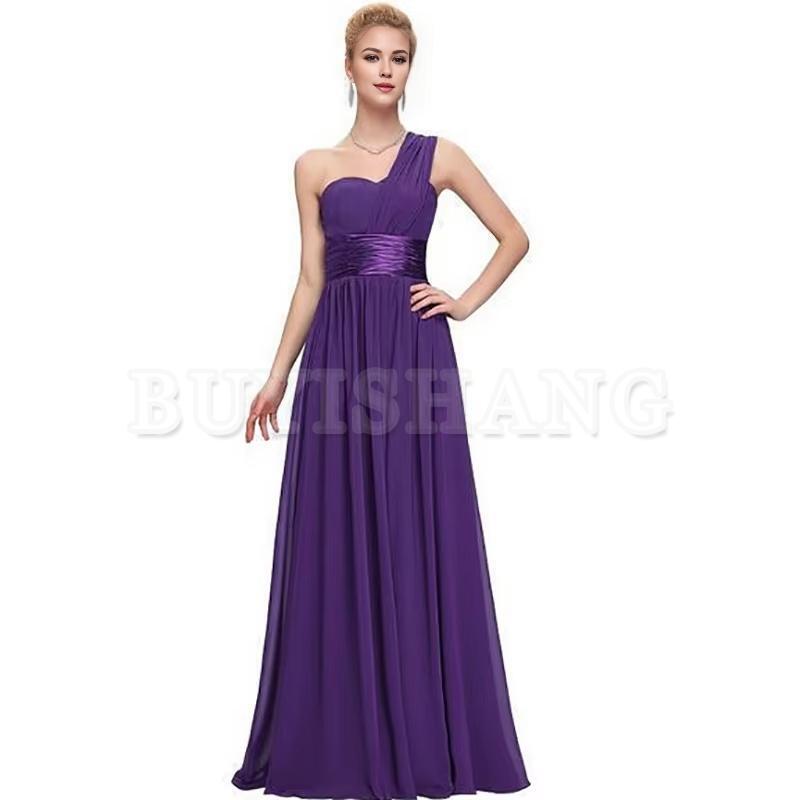 Buyishang A Line Chiffon One Shoulder Pleat Elegant Strapless Bridesmaid Dresses Wedding Party Formal Prom Evening Lace Up Back