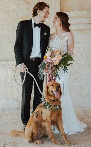 Buyishang Bohemian Mermaid Bateau Chiffon Wedding Dress with Appliques and Split Front