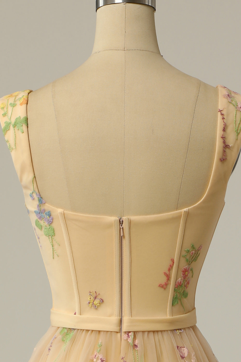 A Line Sweeheart Champagne Prom Dress with Embroidery