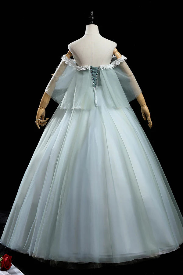 Green Lace Long A-Line Off the Shoulder Prom Dress Beautiful Evening Party Dress