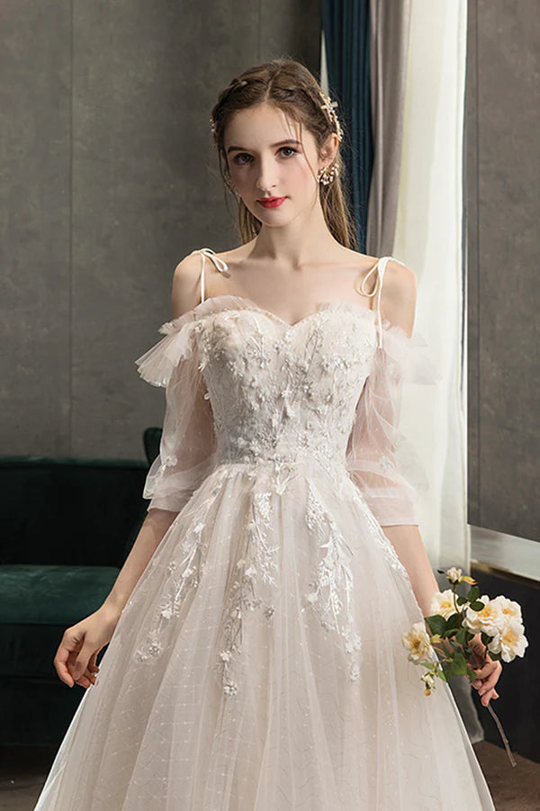 A-Line Lace Long Prom Dress Off the Shoulder Formal Evening Dress