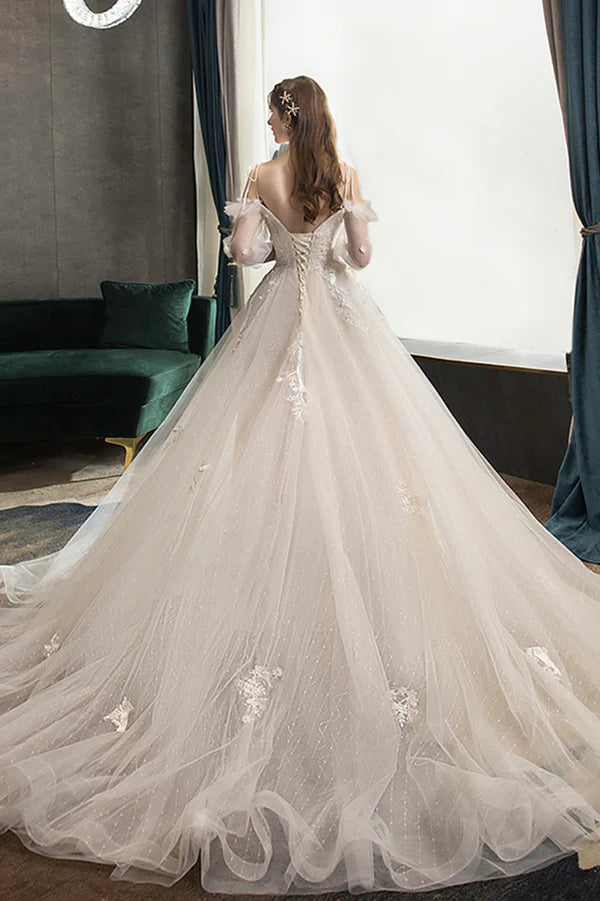 A-Line Lace Long Prom Dress Off the Shoulder Formal Evening Dress