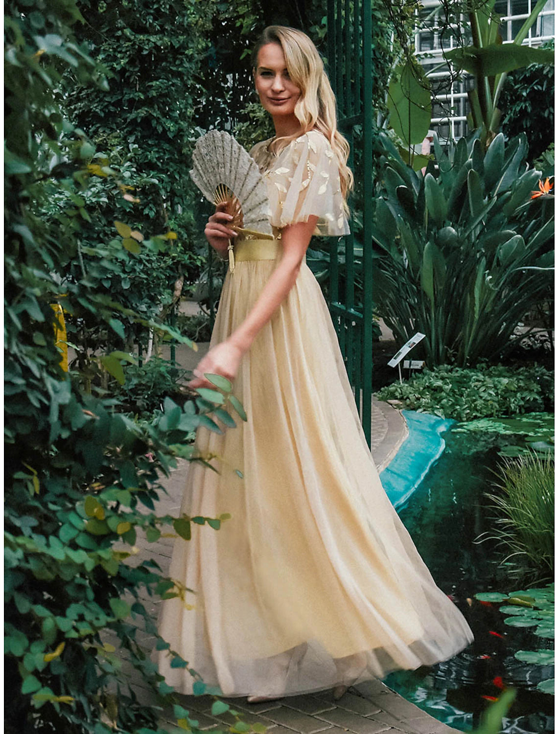 Short Sleeve Pure Color Mesh Print Spring Summer Prom Dress Party  ﻿