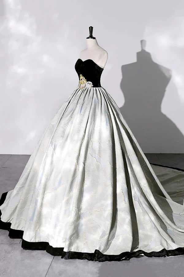 A-Line Sweetheart Neckline Long Formal Gown Beautiful Strapless Evening Party Dress