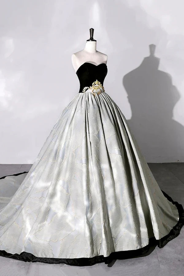 A-Line Sweetheart Neckline Long Formal Gown Beautiful Strapless Evening Party Dress