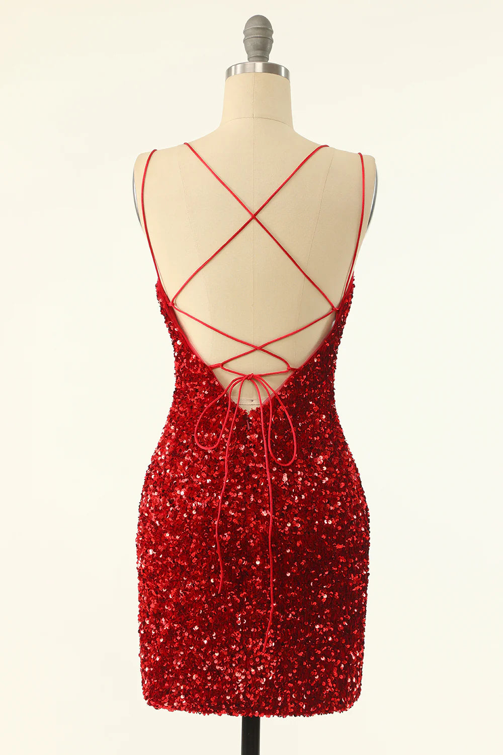 Red Sequins Tight Short Homecoming Dress