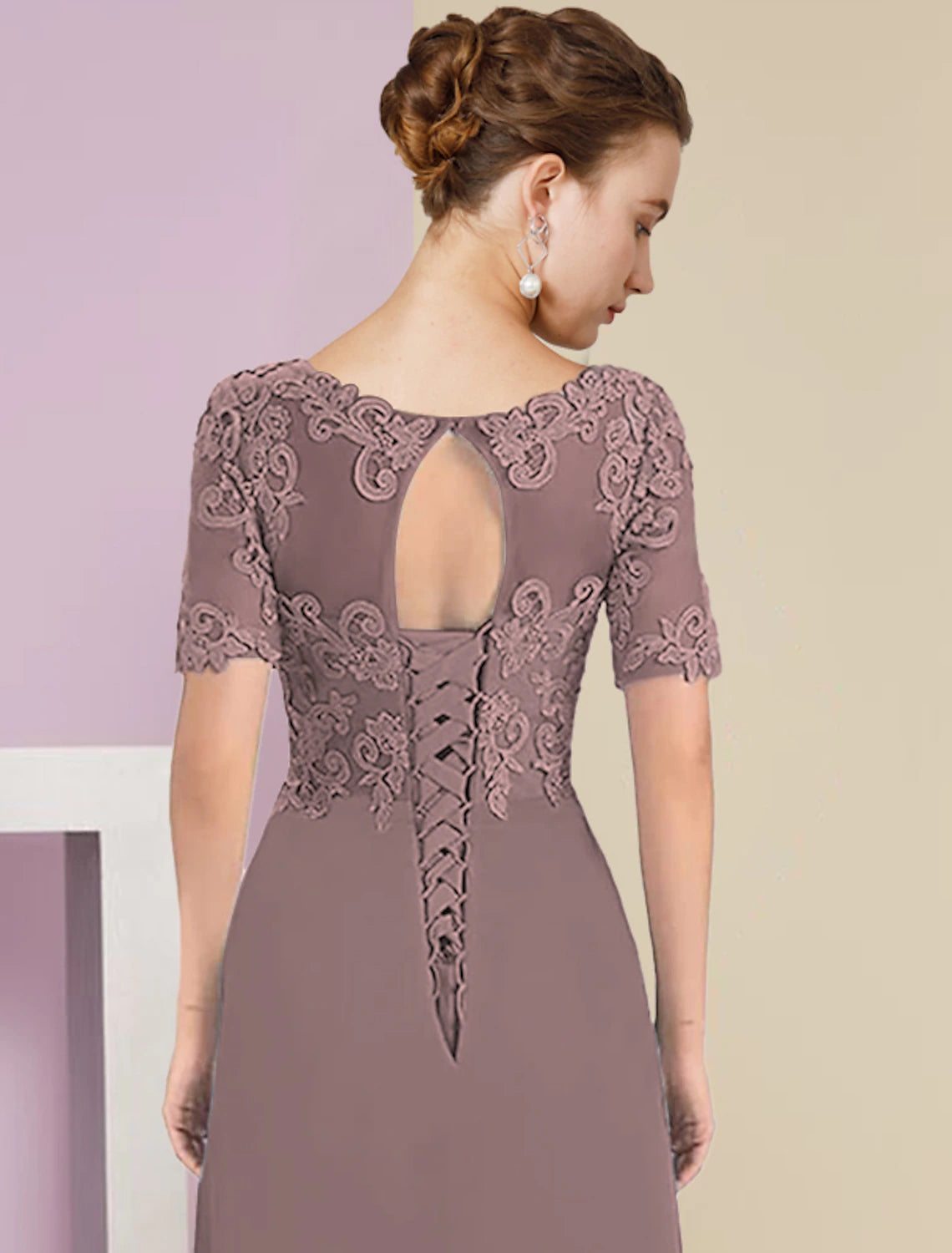 A-Line Mother of the Bride Dress Formal Wedding Guest Elegant High Low V Neck