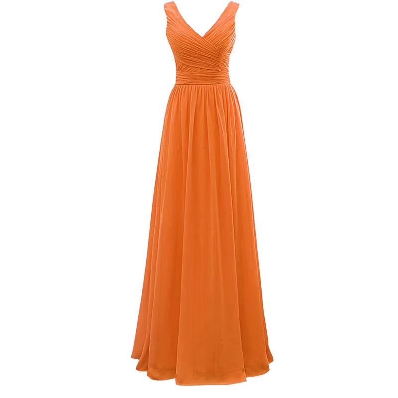 Buyishang A Line Chiffon V Neck Pleat Elegant Off Shoulder Bridesmaid Dresses Wedding Party Evening Formal Prom Floor Length Lace Up Back