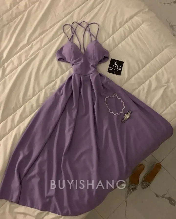 Buyishang 16th Birthday A Line Spaghetti Straps Lilac Homecoming Dresses Party Dress