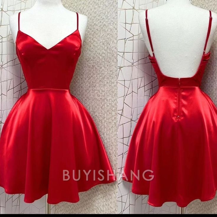 Buyishang 16th Birthday A Line Spaghetti Straps Red Homecoming Dresses Short Party Dress