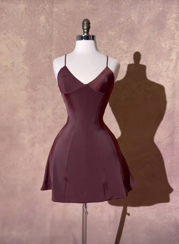 Buyishang 16th Birthday A Line Straps Satin Homecoming Dresses Short Mini Birthday Dress