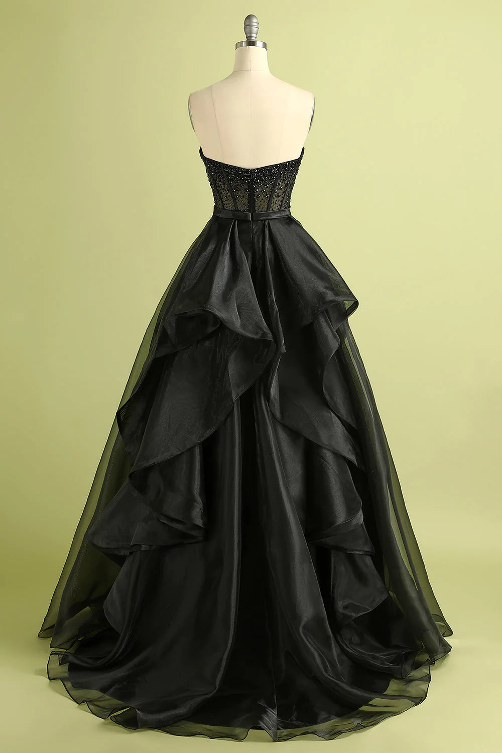 Princess A Line Sweetheart Black Corset Prom Dress with Beding