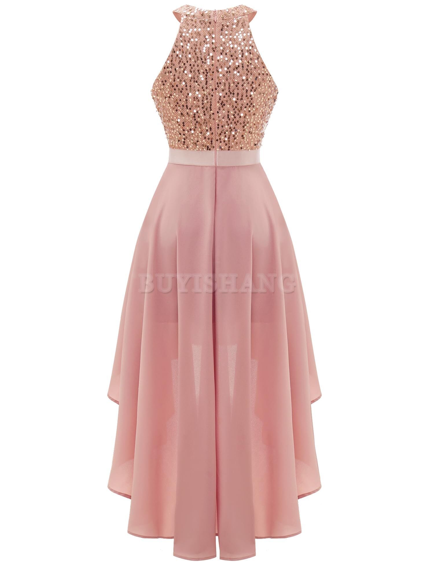 Buyishang Women's Halter Floral Lace Cocktail Party Dress Hi-Lo Bridesmaid Dress prom dress shop