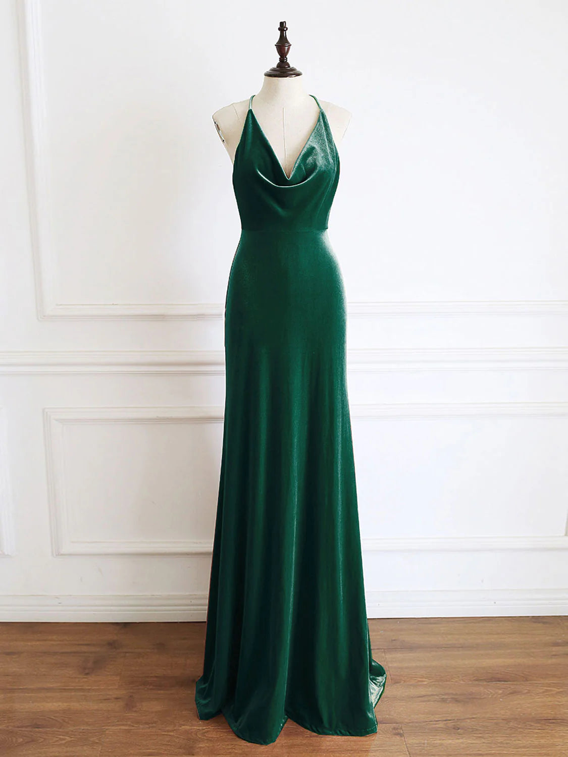 Buyishang Green Mermaid Velvet Long Prom Dress Green Formal Evening Dresses prom dresses shops