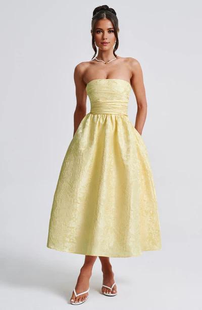 Buyishang Simple off shoulder ball dress floral jacquard fabric formal back to school dress evening dress