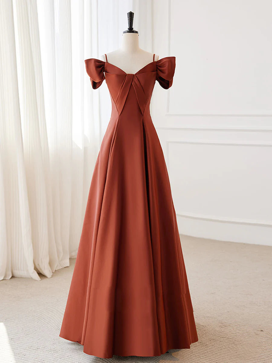 Buyishang A-Line Satin Orange Long Prom Dresses Orange Long Formal Dress prom dresses shops