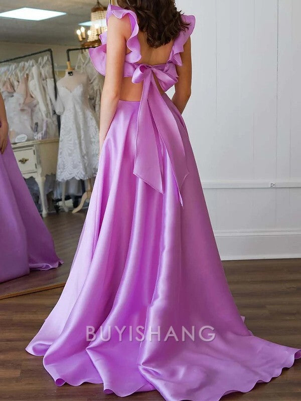 Buyishang Simple A-line Square Ruffles Sweep Train Dress formal wear dresses