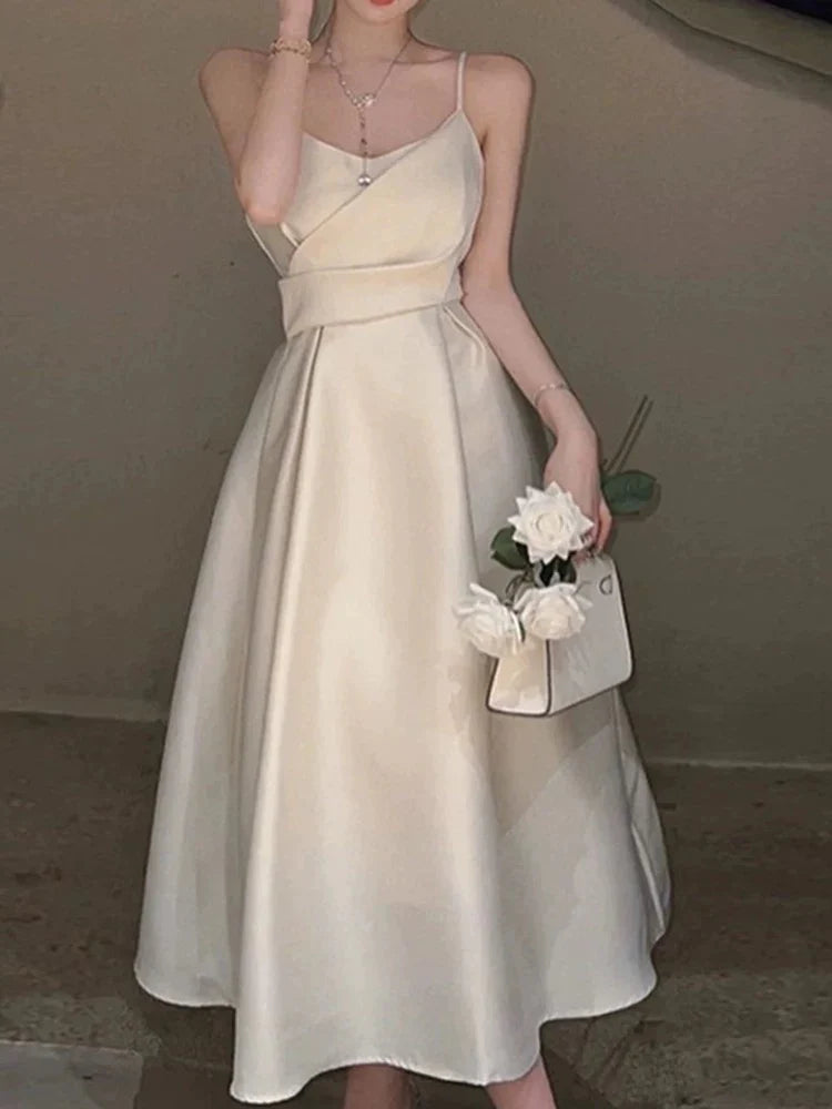 Buyishang Pretty A line Spaghetti Straps Satin Prom Dress Evening Dress Formal Dress