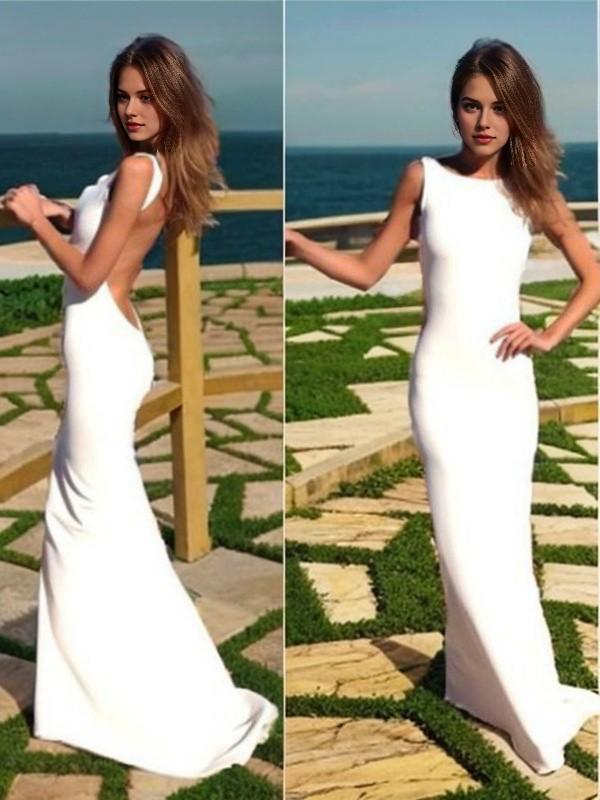 Buyishang Simple Trumpet/Mermaid High Neck Sweep Train Jersey Prom Dresses formal wear dresses