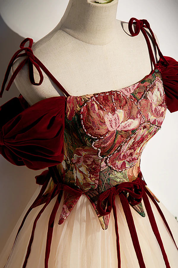 Elegant Tulle Embroidery Long Evening Dress Off the Shoulder Party Dress