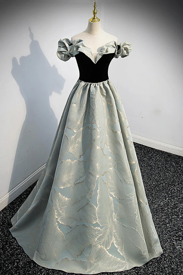 Stylish Satin Long A-Line Prom Dress Off the Shoulder Evening Party Dress