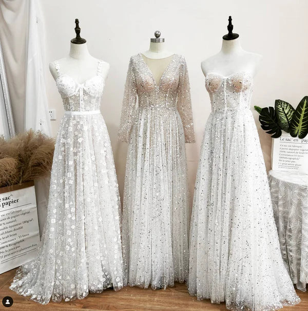 Buyishang Bohemian A-Line Sparkly Sequined Luxury Wedding Dresses