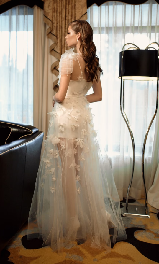 Bride Robe with 3D flowers, boudoir dress, Floral Bridesmaid Robes, Bridesmaid Robes, wedding peignoir, handmade robe