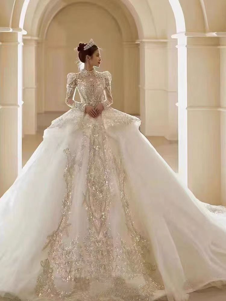 Floral Lace Off-Shoulder Fit and Flare Wedding Dress