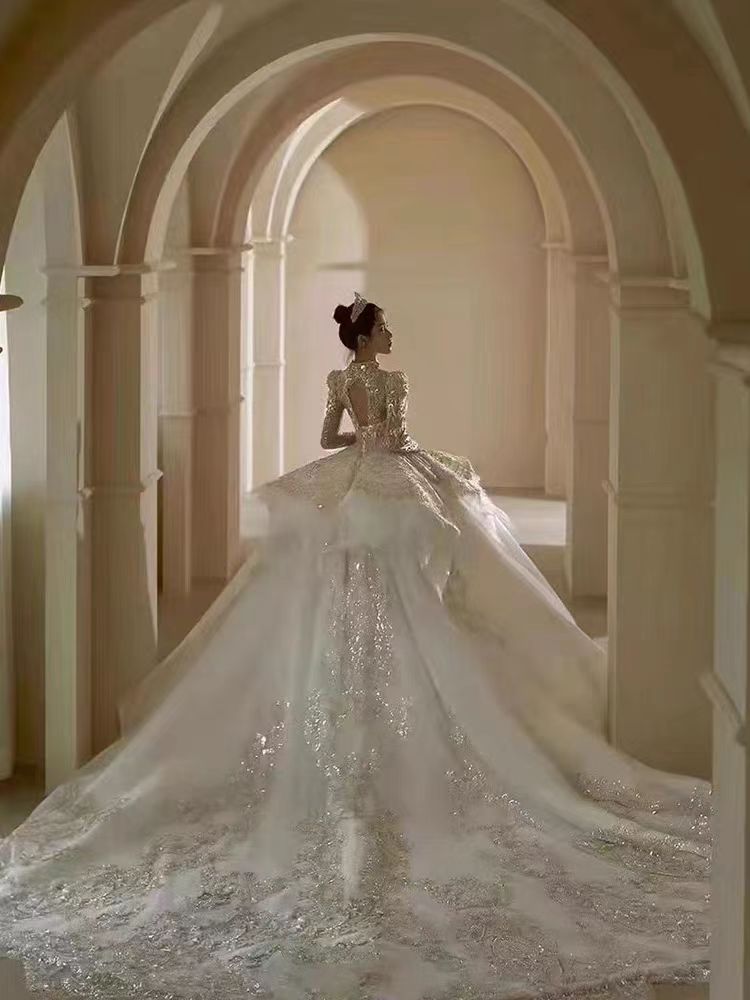 Floral Lace Off-Shoulder Fit and Flare Wedding Dress