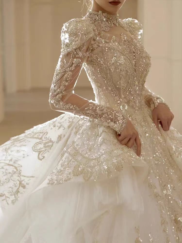 Floral Lace Off-Shoulder Fit and Flare Wedding Dress