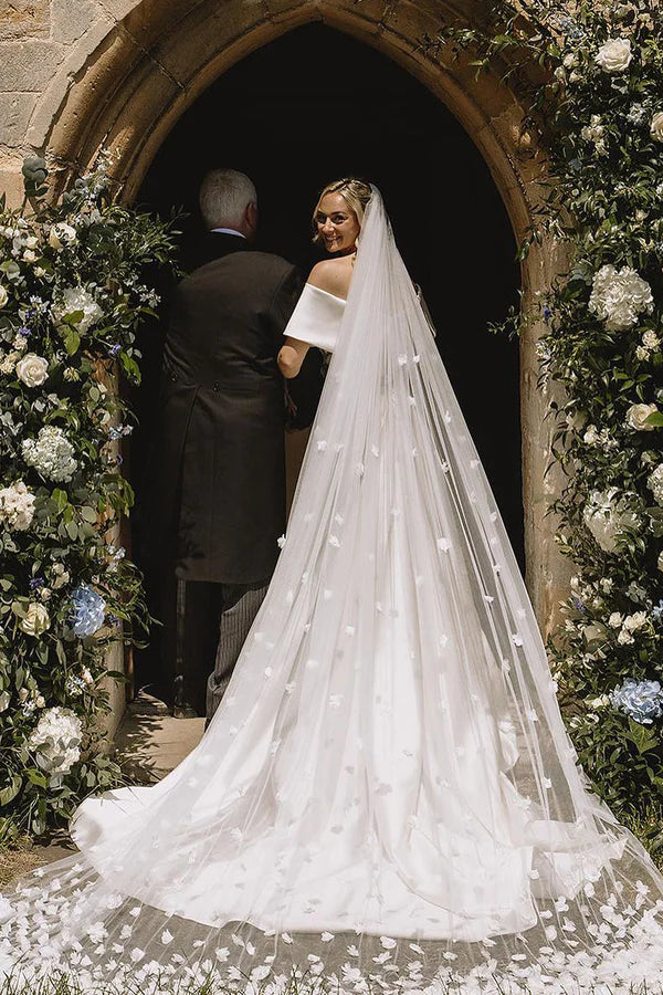 Buyishang Mermaid Off the Shoulder White Satin Wedding Dresses