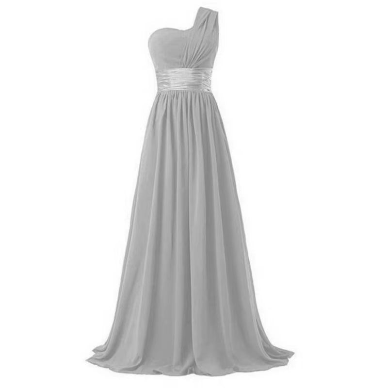 Buyishang A Line Chiffon One Shoulder Pleat Elegant Strapless Bridesmaid Dresses Wedding Party Formal Prom Evening Lace Up Back