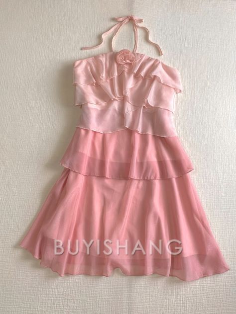 Buyishang 20th Birthday A line Halter Pink Chiffon Layers Homecoming Dresses Short Party Dress