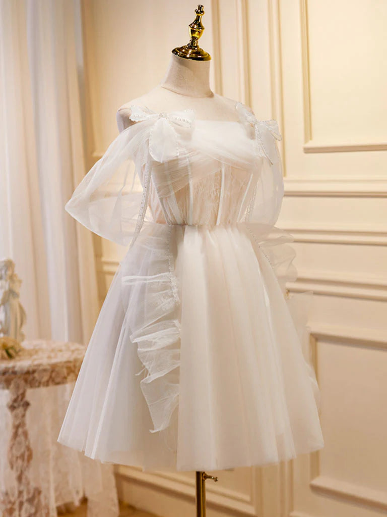 Buyishang Light Champagne Puffy Short Prom Dress Puffy Homecoming Dress