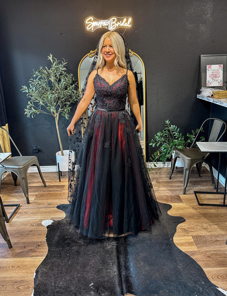 Buyishang Sarahbridal Women's Black Lace Tulle Prom Dresses Long A Line Evening Formal Gowns