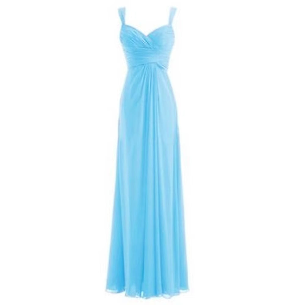 Buyishang A Line Chiffon Sweetheart Pleat Elegant Off Shoulder Evening Bridesmaid Dresses Wedding Party Formal Prom Lace Up Back