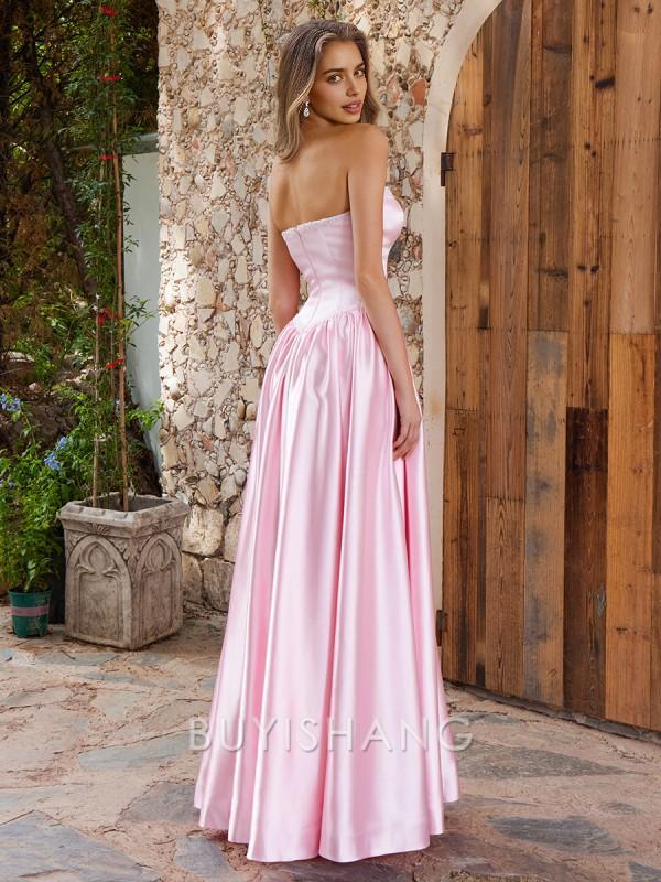 Buyishang Simple A-line Sweetheart Beading Floor-Length Silk Like Satin Dress formal wear dresses