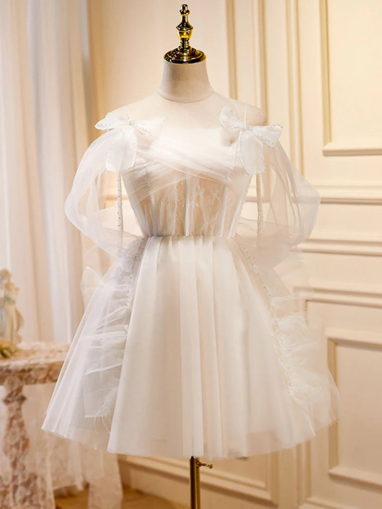 Buyishang Light Champagne Puffy Short Prom Dress Puffy Homecoming Dress