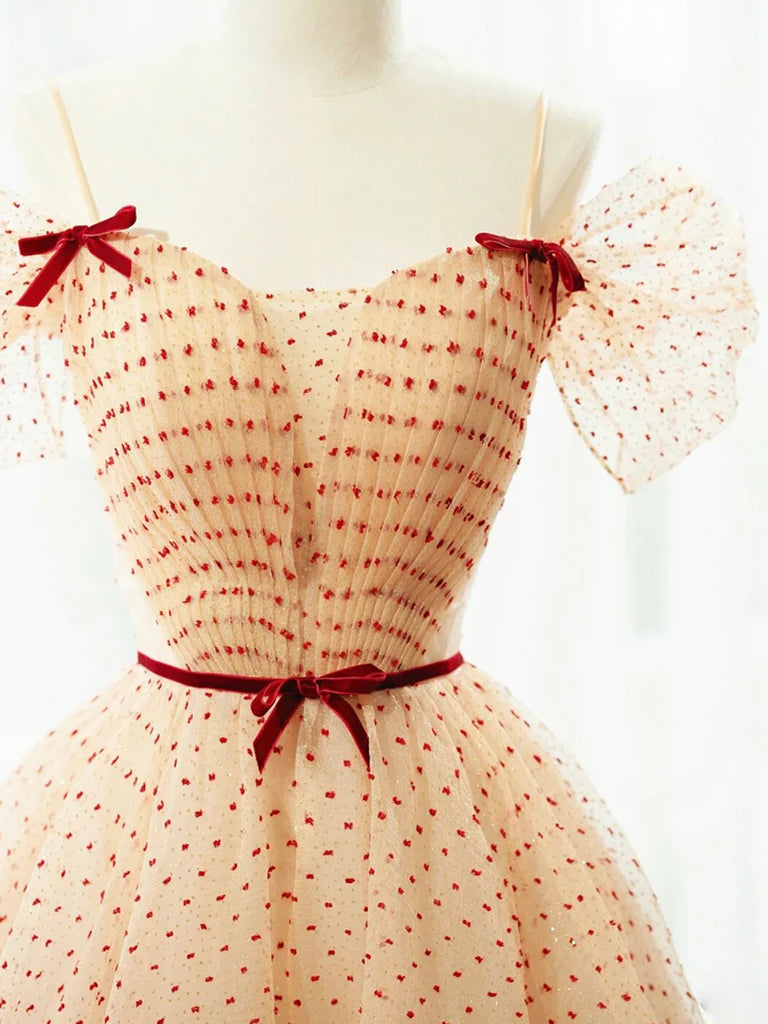 Buyishang A-Line Champagne Tulle Long Prom Dress Champagne Long Formal Dress