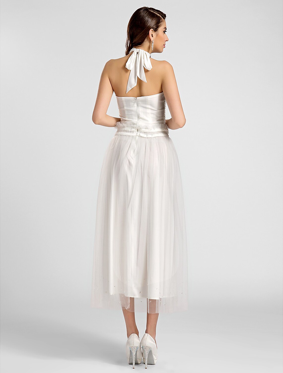 Tulle Vintage Inspired / Keyhole Cocktail Party / Prom / Formal Evening Dress with Beading / Draping