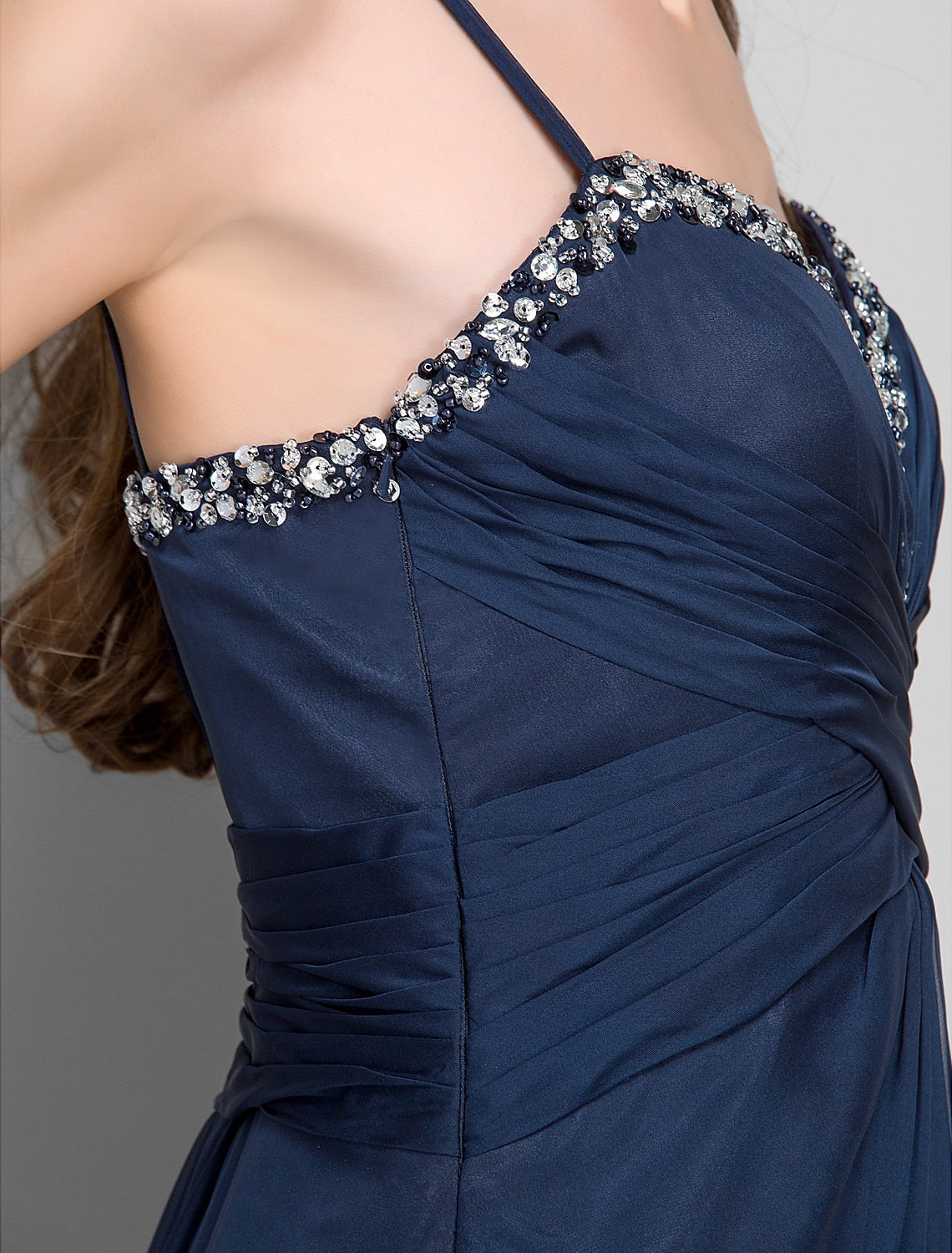 Sheath / Column Spaghetti Strap Asymmetrical Chiffon Open Back Formal Evening Dress