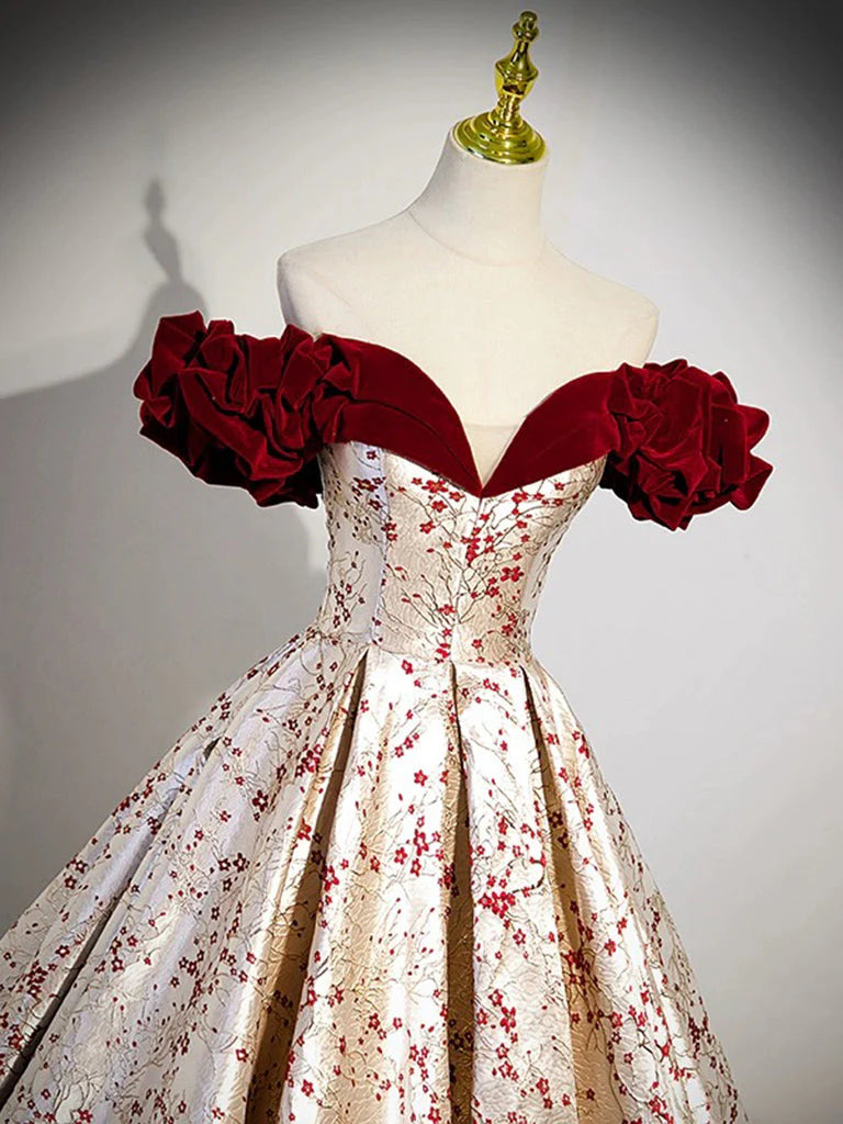 Buyishang A-Line Off Shoulder Satin/velvet Champagne Long Prom Dress Champagne Long Formal Dress