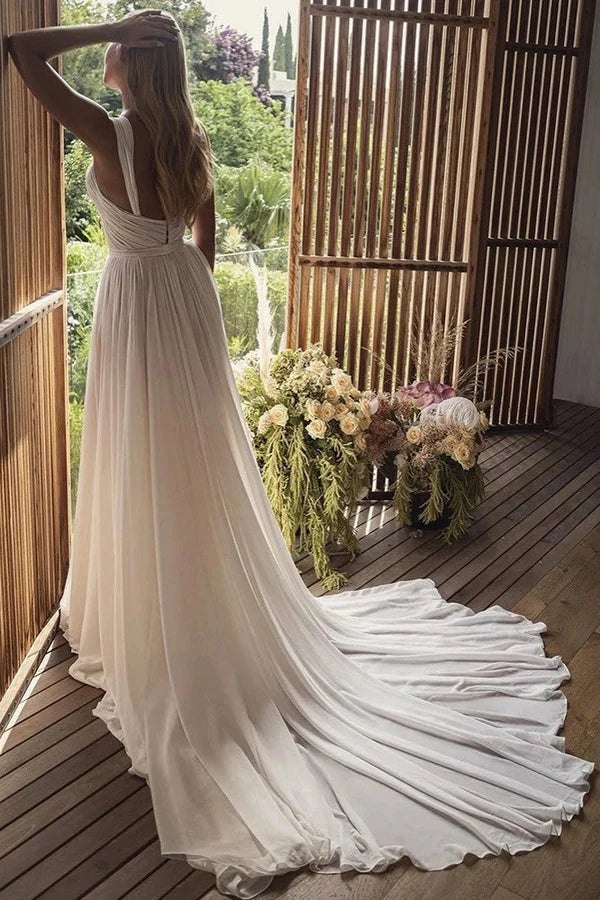 Buyishang Bohemian A-Line Long Chiffon Sweetheart Wedding Dresses