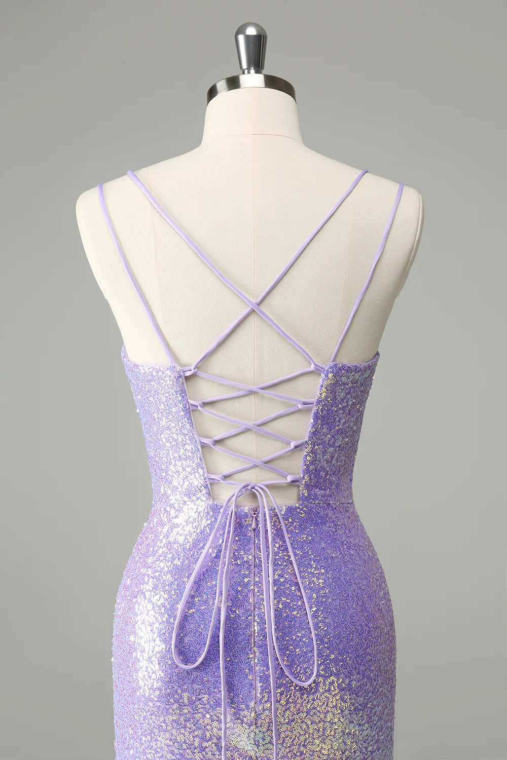 Unique Sparkly Lilac Tight Sequins Short Homecoming Dress with Tassels